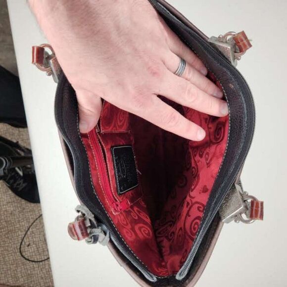 Retired Brighton Black Croc Leather Leonor / Handbag Tote EUC - Picture 12 of 14